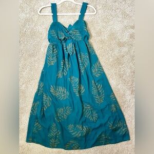 Motherhood Maternity Teal Dress with Gold Leaf Accents (M)